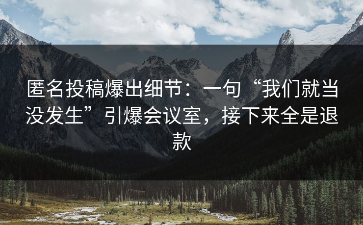 匿名投稿爆出细节：一句“我们就当没发生”引爆会议室，接下来全是退款